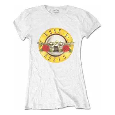 Guns N Roses tričko, Classic Bullet Logo Skinny White, dámské