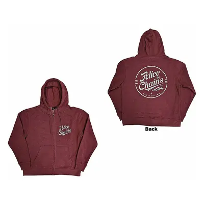 Alice in Chains mikina, Circle Emblem Zipped BP Maroon Red, pánská