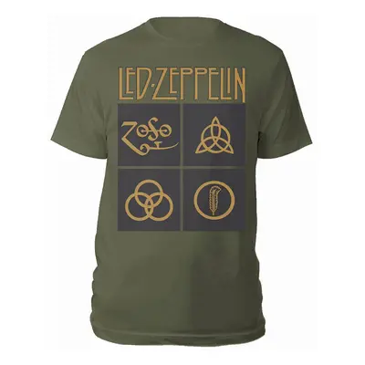 Led Zeppelin tričko, Gold Symbols in Black Square, pánské