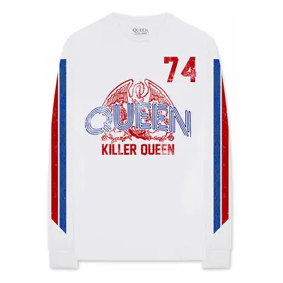 Queen tričko dlouhý rukáv, Killer Queen &#039;74 Stripes White, pánské