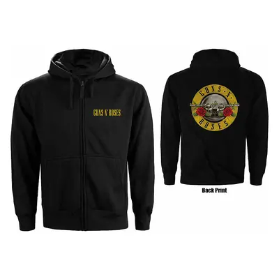 Guns N Roses mikina, Classic Logo Zipped BP Black, pánská