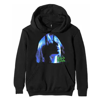 Billie Eilish mikina, Neon Shadow Blue Hoodie Black, pánská