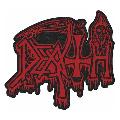 Death tkaná nášivka PES 100x85 mm, Logo Cut Out Red