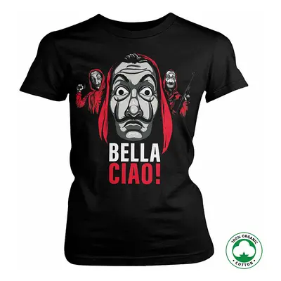 La Casa De Papel tričko, Bella Ciao! Organic Cotton Girly Black, dámské