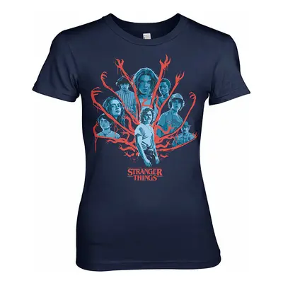 Stranger Things tričko, Stranger Things Characters Girly Navy, dámské