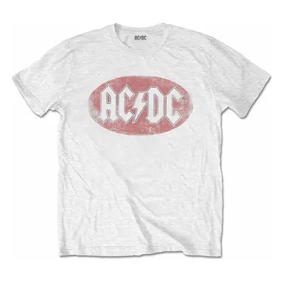 AC/DC tričko, Oval Logo Vintage White, pánské