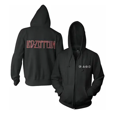 Led Zeppelin mikina, Logo & Symbols Black Zip, pánská