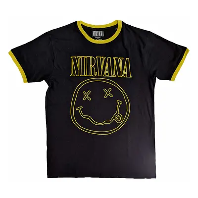 Nirvana tričko, Outline Happy Face ECO Black, pánské