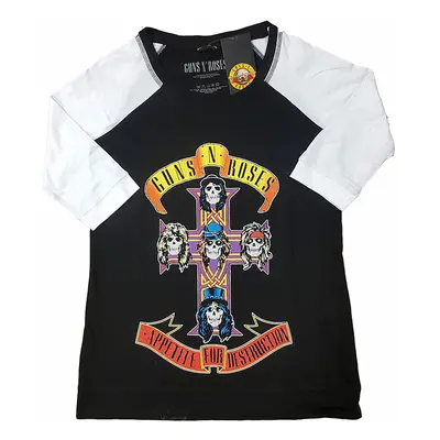 Guns N Roses tričko, Appetite For Destruction Raglan Black&White, dámské