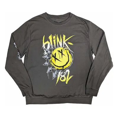 Blink 182 mikina, Sweatshirt Big Smile Sleeve Print Charcoal Grey, pánská