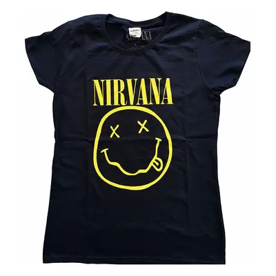 Nirvana tričko, Yellow Smiley Girly Navy Blue, dámské