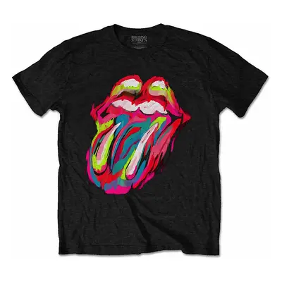 Rolling Stones tričko, Sixty Brushstroke Tongue Black, pánské