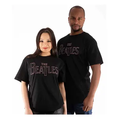 The Beatles tričko, Drop T Logo Embroidered Eco Friendly Black, pánské