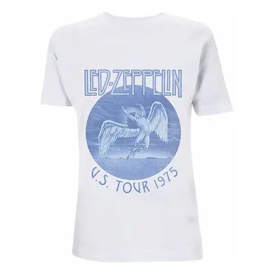 Led Zeppelin tričko, Tour 75´ Blue Wash White, pánské