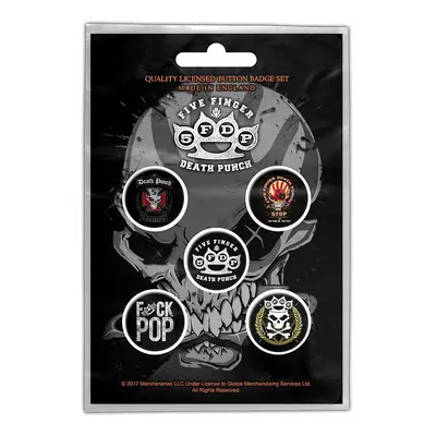 Five Finger Death Punch set 5-ti placek průměr 25 mm, FFDP Logos