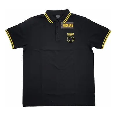 Nirvana polo tričko, Smiley Black, pánské