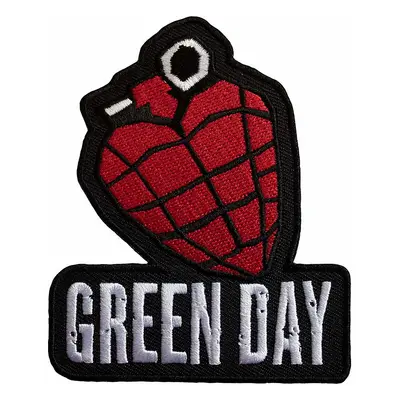 Green Day tkaná nášivka/nažehlovačka PES 68 x 86 mm, Grenade Logo