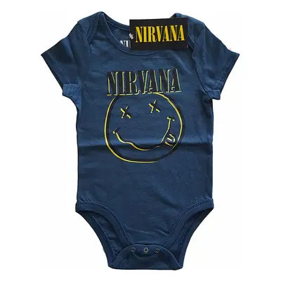 Nirvana kojenecké body tričko, Inverse Smiley Blue, dětské