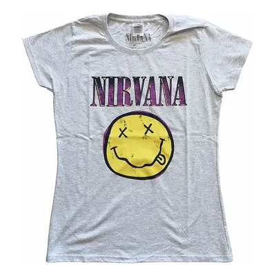 Nirvana tričko, Xerox Smiley Pink Girly Grey, dámské