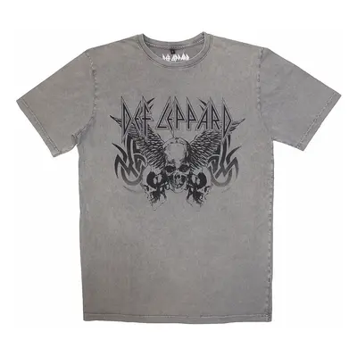 Def Leppard tričko, Tribal Skull Wash Grey, pánské