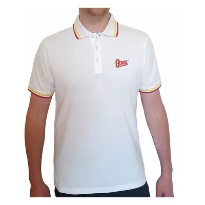 David Bowie tričko, Flash logo Polo White, pánské