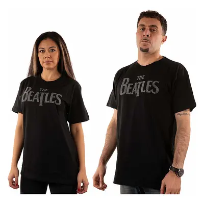 The Beatles tričko, Drop T Logo Diamante Crystals Black, pánské