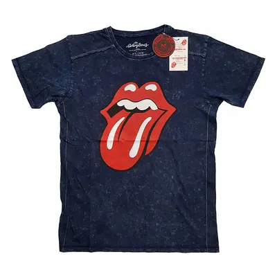 Rolling Stones tričko, Classic Tongue Snow Washed Blue, pánské