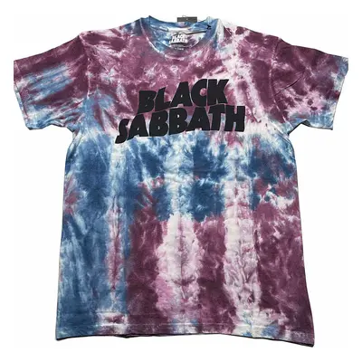 Black Sabbath tričko, Wavy Logo Dye Wash Eco Blue & Red, pánské