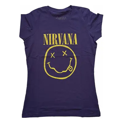 Nirvana tričko, Yellow Smiley Girly Purple, dámské