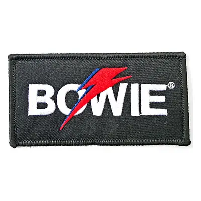 David Bowie tkaná nažehlovačka PES 100x49 mm, Flash Logo