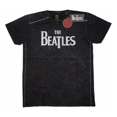 The Beatles tričko, Drop T Logo Snow Washed Black, pánské