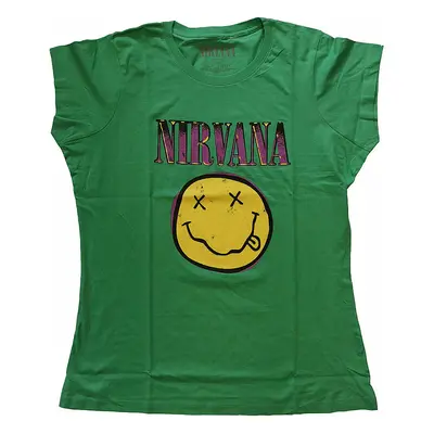 Nirvana tričko, Xerox Smiley Pink Girly Green, dámské