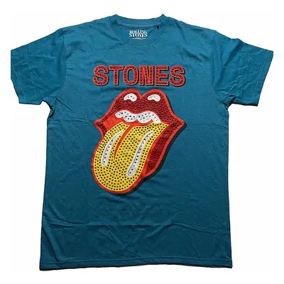 Rolling Stones tričko, Dia Tongue Diamante Teal Blue, pánské