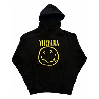 Nirvana mikina, Yellow Smiley Hoodie Black, pánská