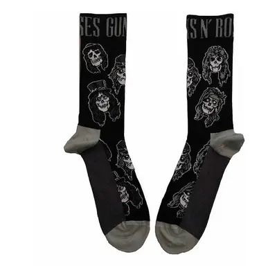 Guns N Roses ponožky, Skulls Band Monochrome Black, unisex