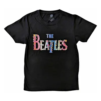 The Beatles tričko, Floral Logo Black, pánské