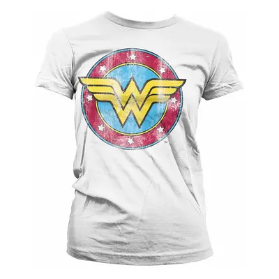 Wonder Woman tričko, Wonder Woman Distressed Logo Girly White, dámské