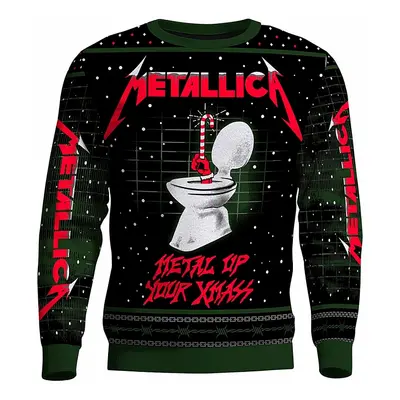 Metallica pletený vánoční svetr, Metal Up Your Ass Xmass Blk/Green