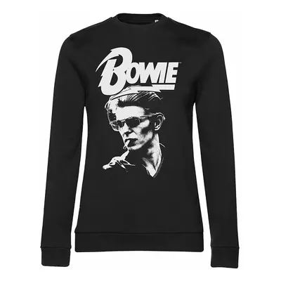 David Bowie mikina, Smoking Portrait Girly Sweatshirt Black, dámská