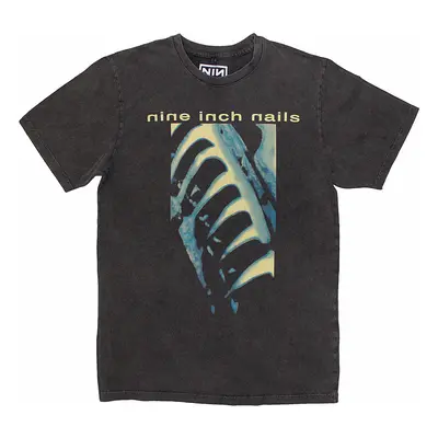 Nine Inch Nails tričko, PHM & Text Logo Stone Wash Charcoal Grey, pánské