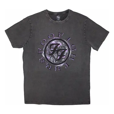 Foo Fighters tričko, Wheel Logo Shadow Stone Wash Charcoal Grey, pánské