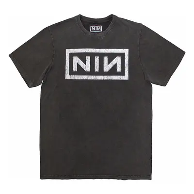 Nine Inch Nails tričko, Classic Logo Stone Wash Charcoal Grey, pánské