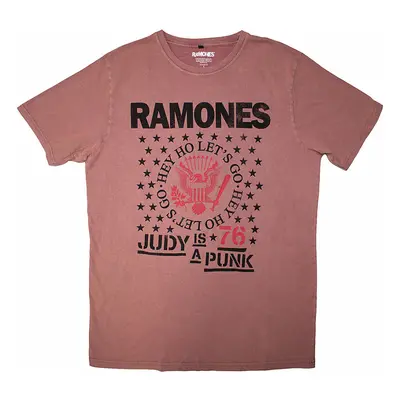 Ramones tričko, Hey Ho Judy Stone Wash Kashmir Red, pánské