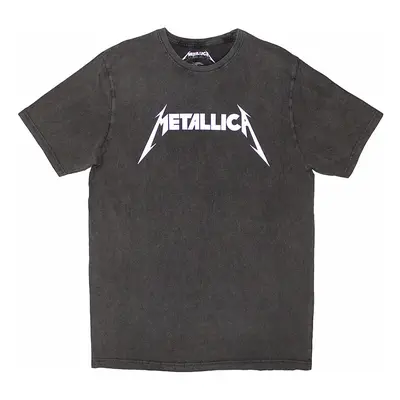 Metallica tričko, Logo Stone Wash Charcoal Grey, pánské