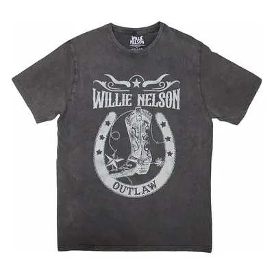 Willie Nelson tričko, Outlaw Stone Wash Charcoal Grey, pánské