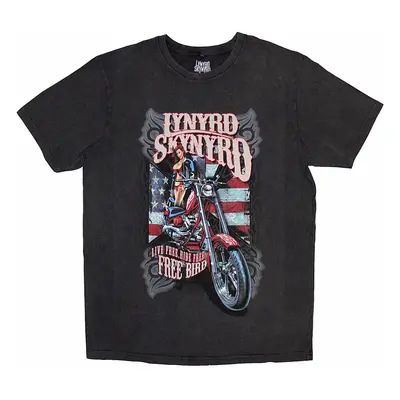 Lynyrd Skynyrd tričko, Ride Free Stone Wash Charcoal Grey, pánské