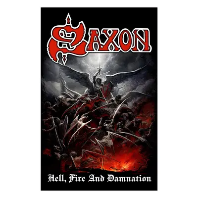 Saxon textilní banner PES 70cm x 106cm, Hell, Fire And Damnation