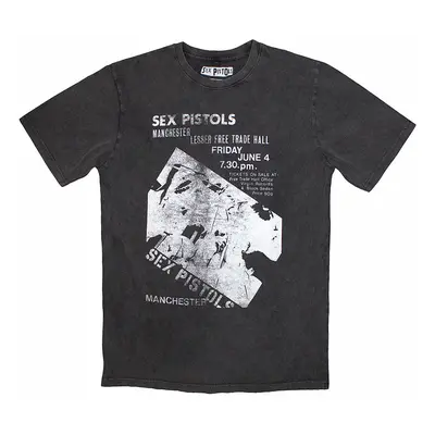 Sex Pistols tričko, Manchester Flyer Stone Wash Charcoal Grey, pánské