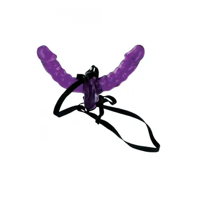 Fetish Fantasy Vibrating Double Delight Strap-On fialový