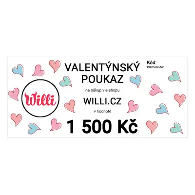 Willi Valentýnský poukaz na nákup v e-shopu willi.cz v hodnotě 1 500 Kč